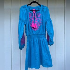 Lilly Pulitzer Cotton Embroidered Tunic Dress - Neck Tie - Summer Vacation Dress